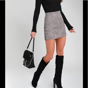 Lulu’s High Class Grey Corduroy Mini Skirt